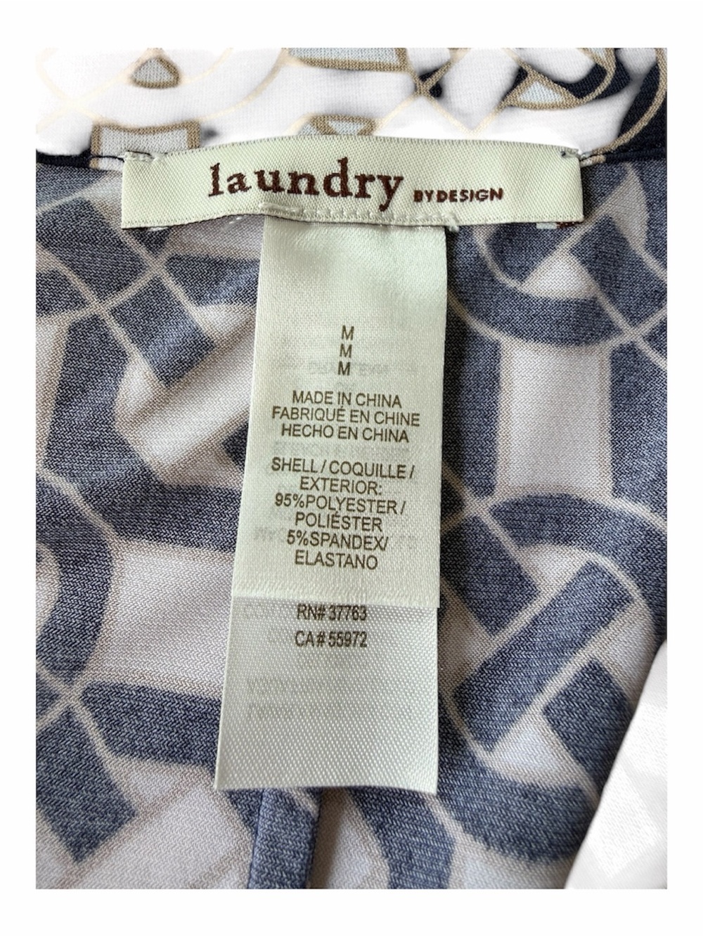 Laundry by Design Navy White Chain Link Print Belted Jersey Midi Dress Size M - Picture 9 of 9